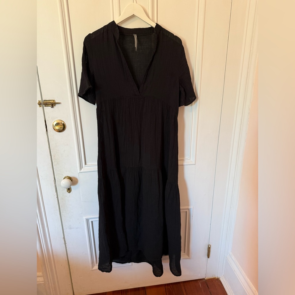 Anthropologie Elegant Black Midi Dress